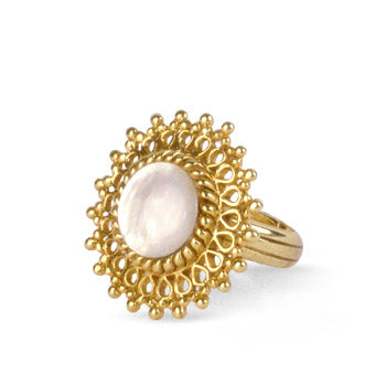 Mirror Ring with Mother of Pearl - Adjustable