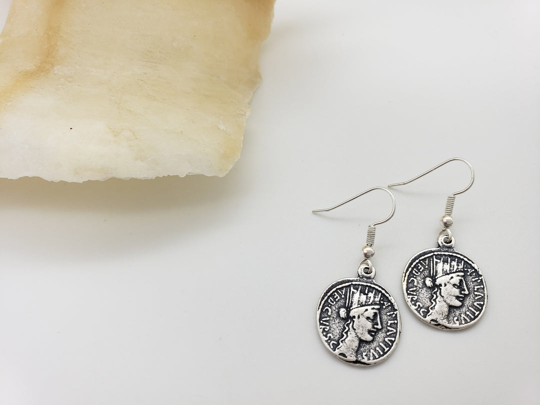 Roman Tyche Coin Earrings