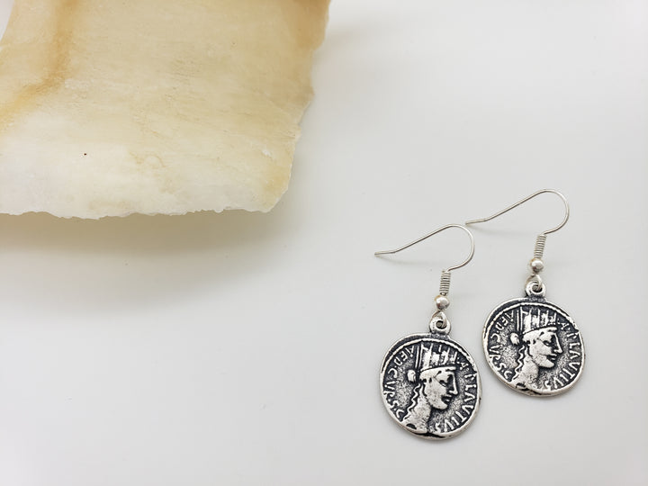 Roman Tyche Coin Earrings