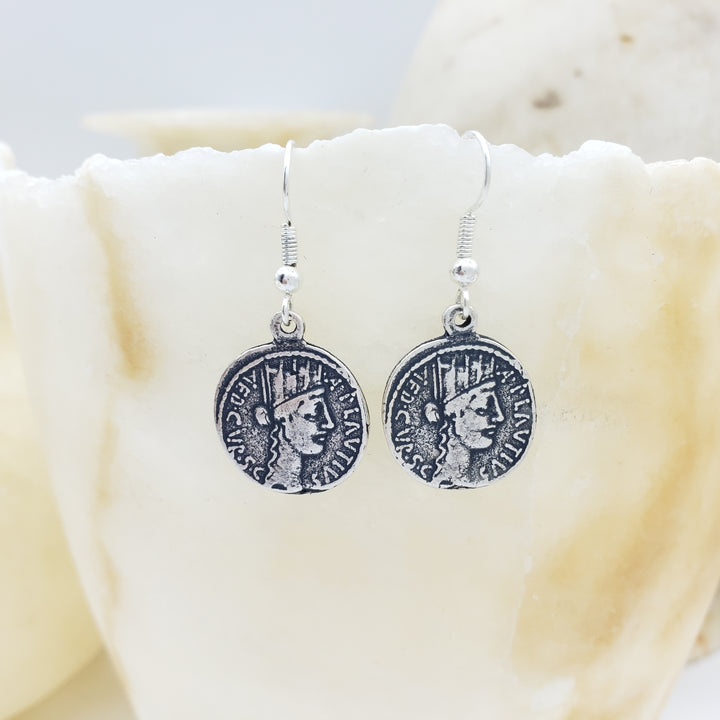 Roman Tyche Coin Earrings