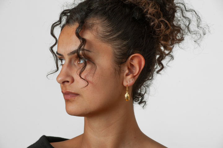Scarab Earrings - Bright Gold Finish