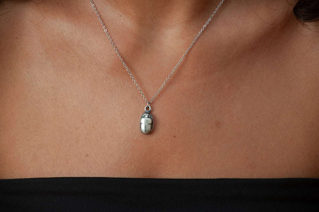 Scarab Pendant - Antique Silver Finish