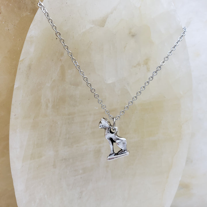 Bastet Pendant, 18" - Antique Silver Finish