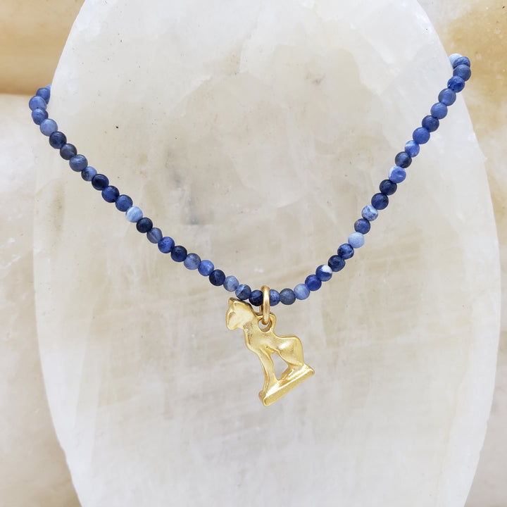 Bastet Cat Beaded Sodalite Necklace