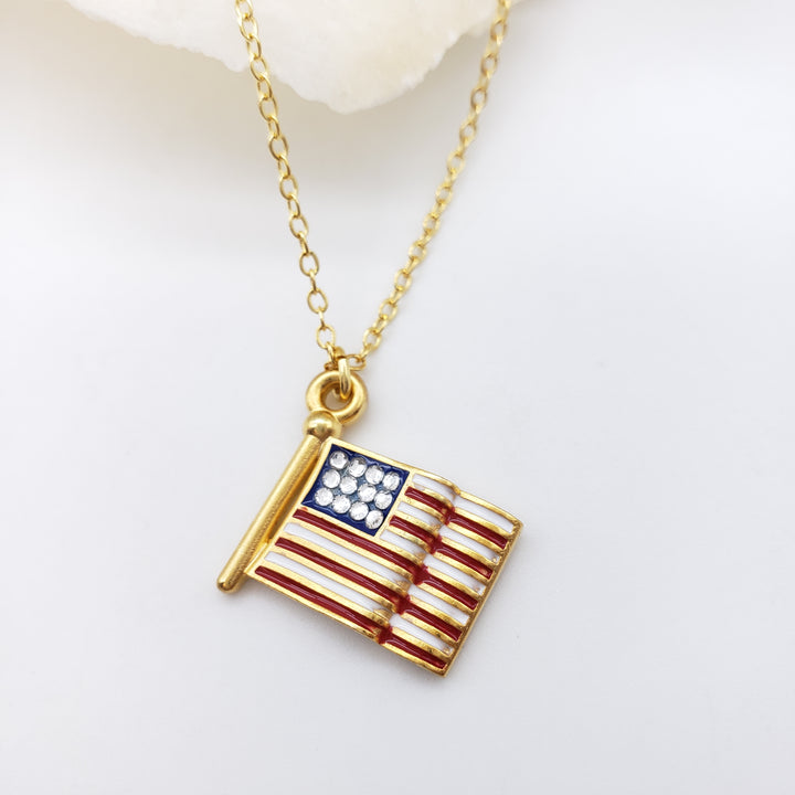 American Flag Pendant Necklace