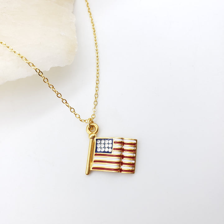American Flag Pendant Necklace
