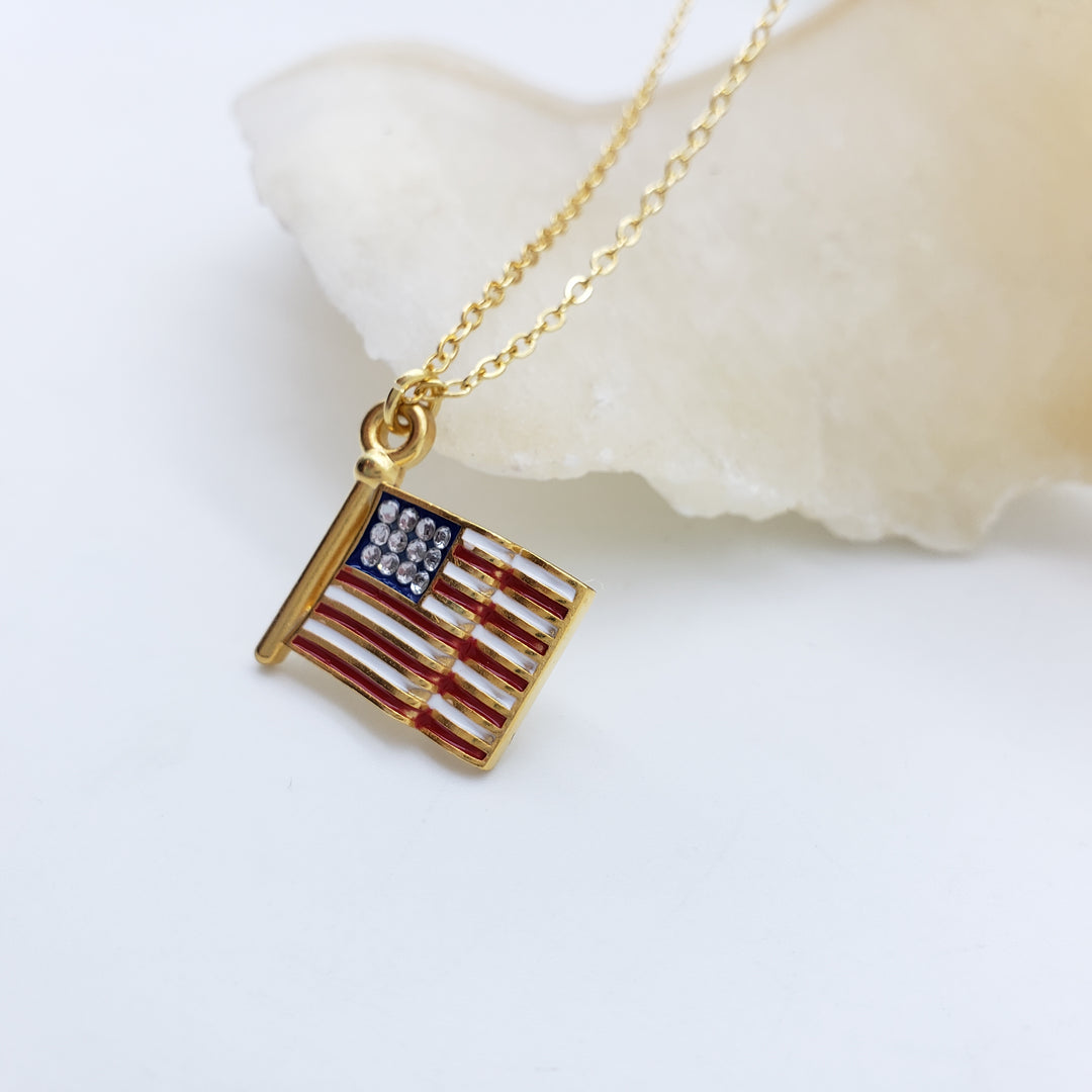American Flag Pendant Necklace
