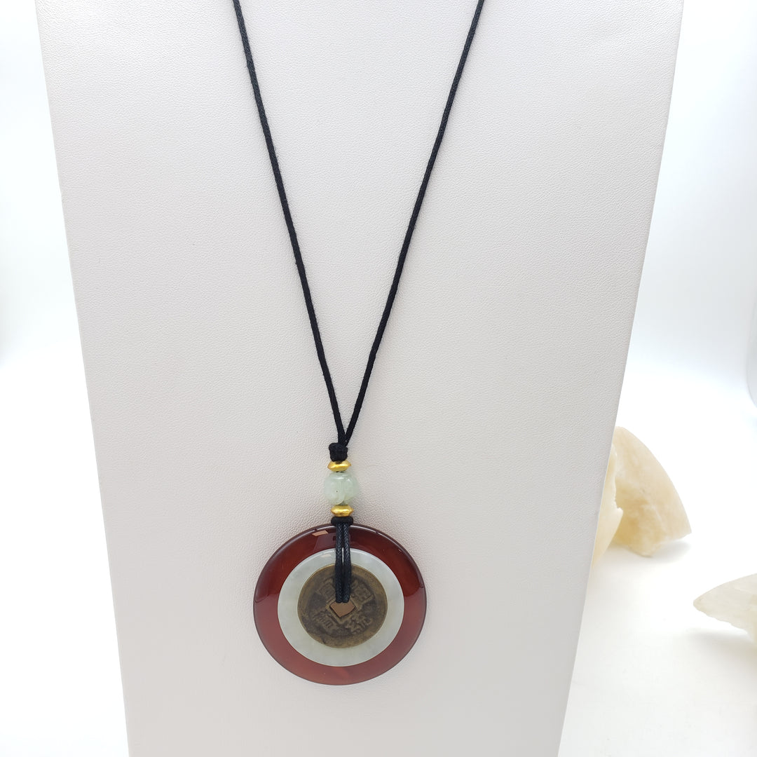 Carnelian and Jade Disc necklace