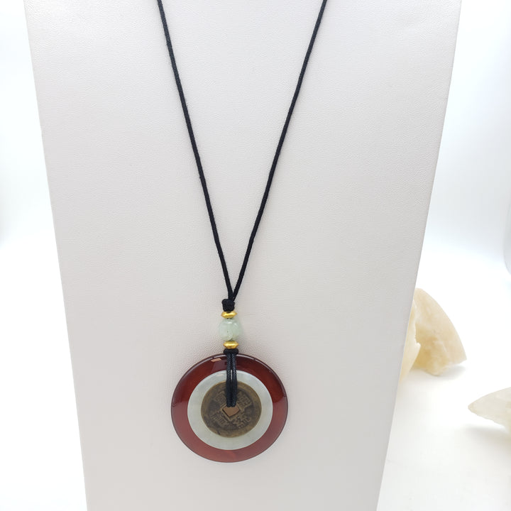Carnelian and Jade Disc necklace