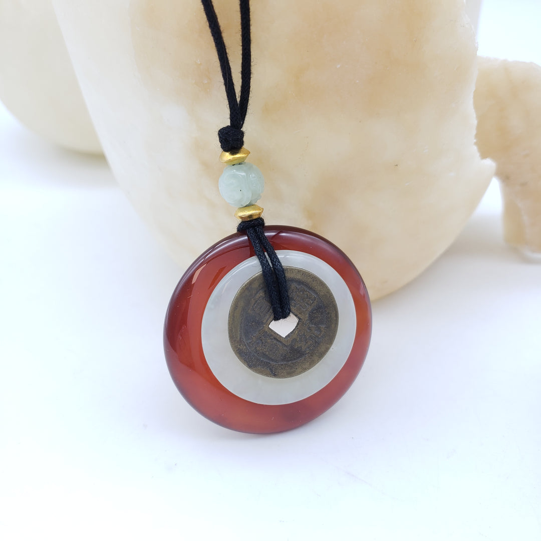 Carnelian and Jade Disc necklace