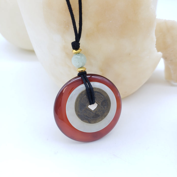 Carnelian and Jade Disc necklace