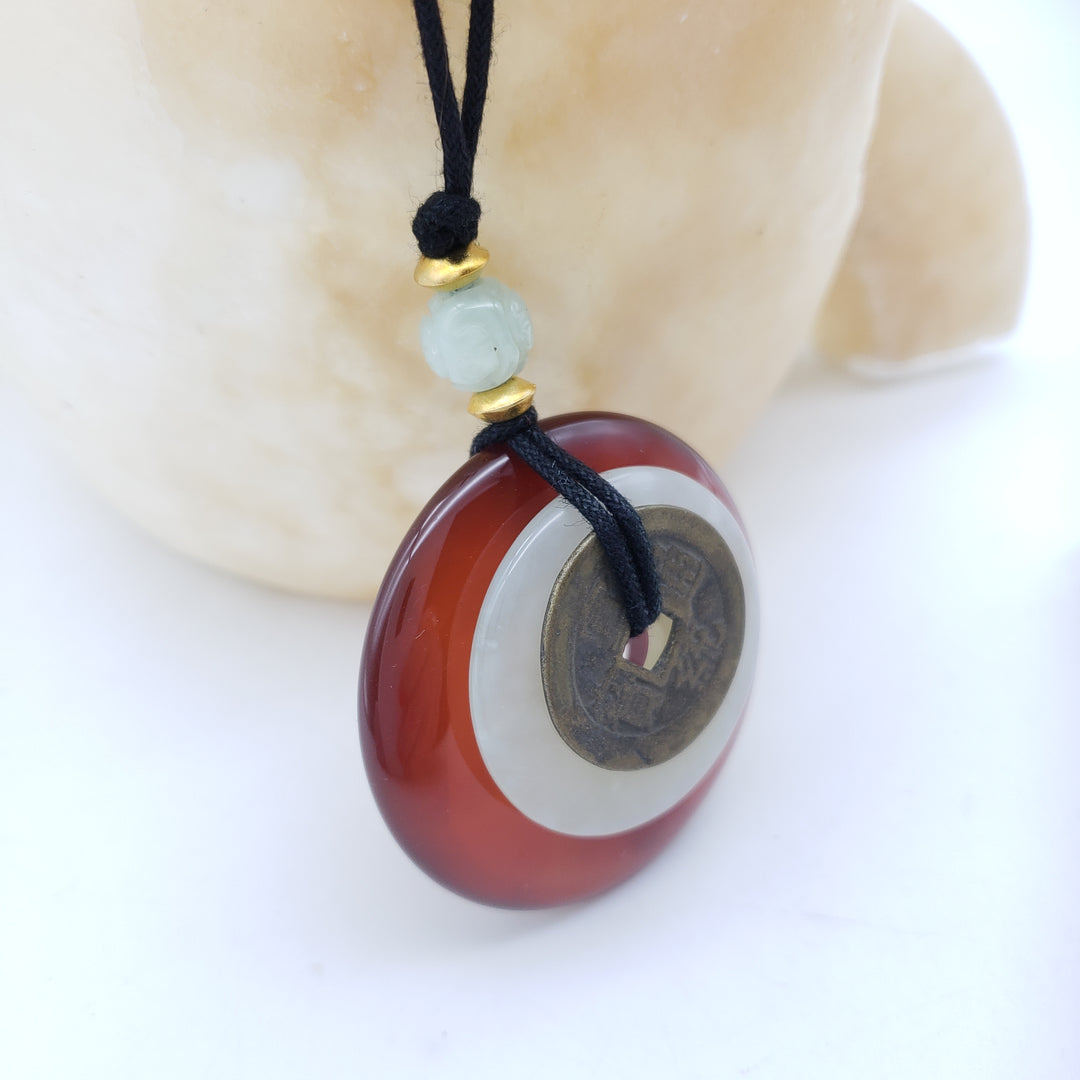 Carnelian and Jade Disc necklace