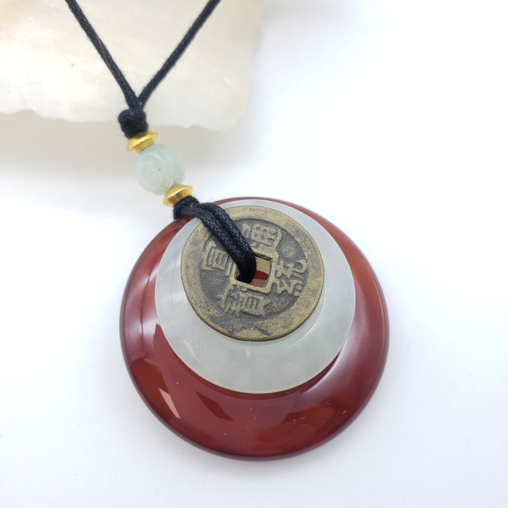 Carnelian and Jade Disc necklace