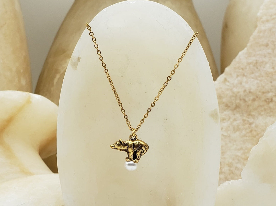 Faberge Bear on a Pearl Pendant
