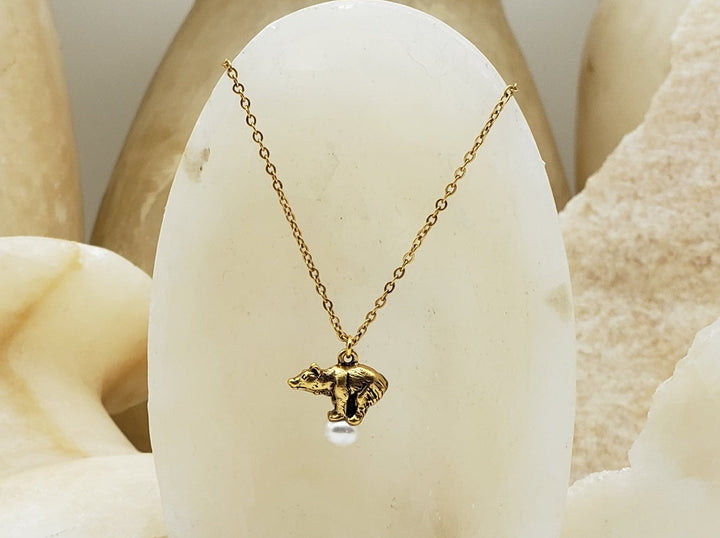 Faberge Bear on a Pearl Pendant