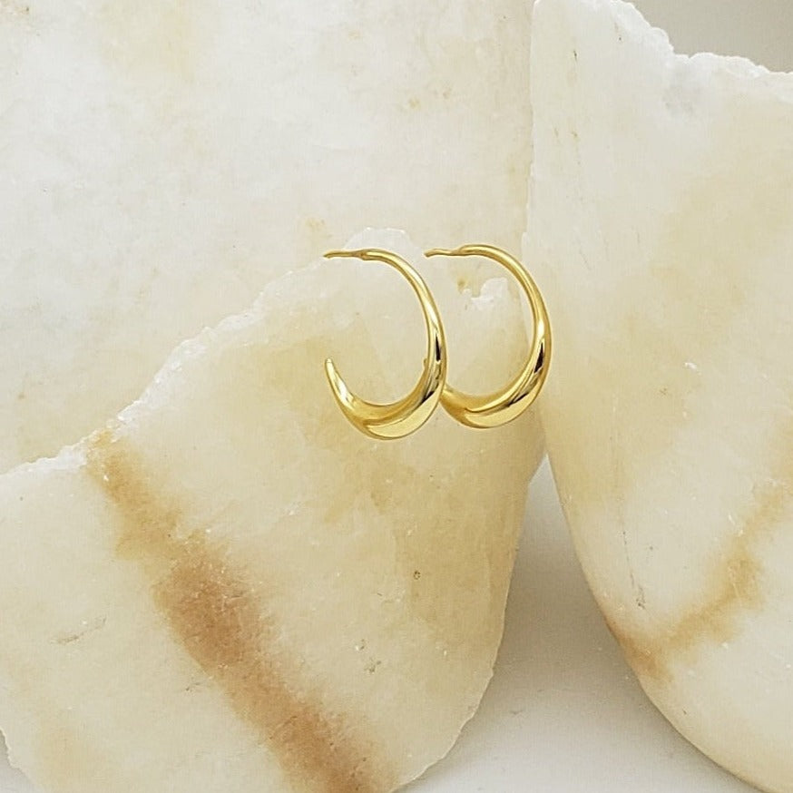 Creole Hoop Earrings - Bright Gold Finish