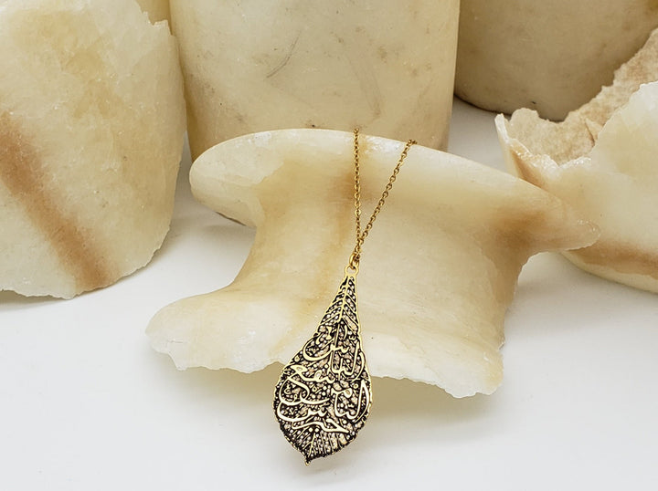 Calligraphy Leaf Pendant