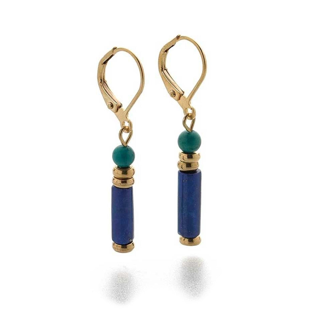 Egyptian Lapis and Turquoise Earrings