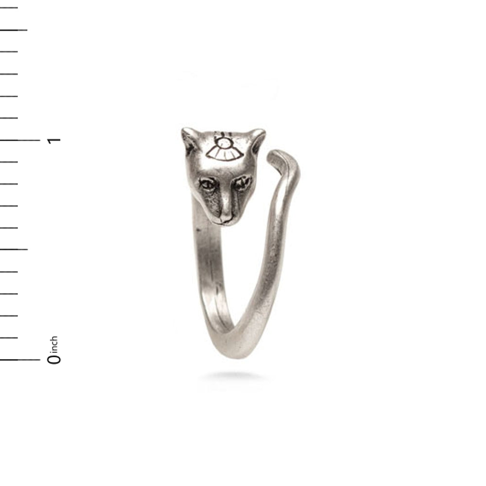 Egyptian Cat Ring Antique Silver Finish, Adjustable