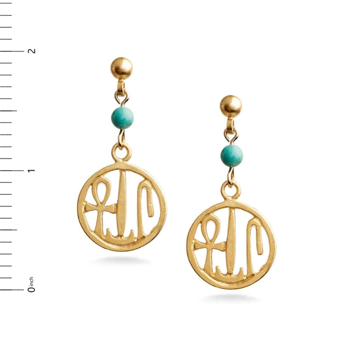 Life, Health and Prosperity Earrings w/Turquoise