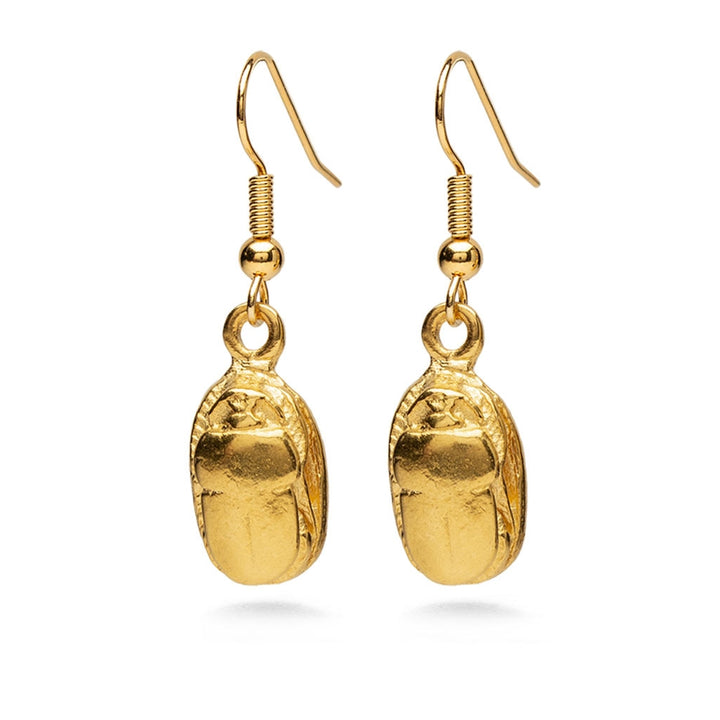 Scarab Earrings - Bright Gold Finish