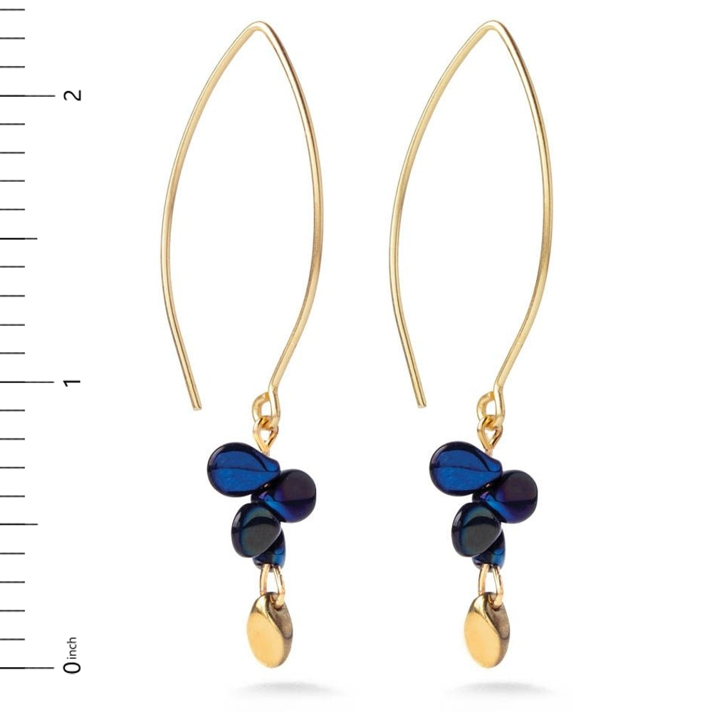 Blue and Gold Glass Mermaid Scale Earrings