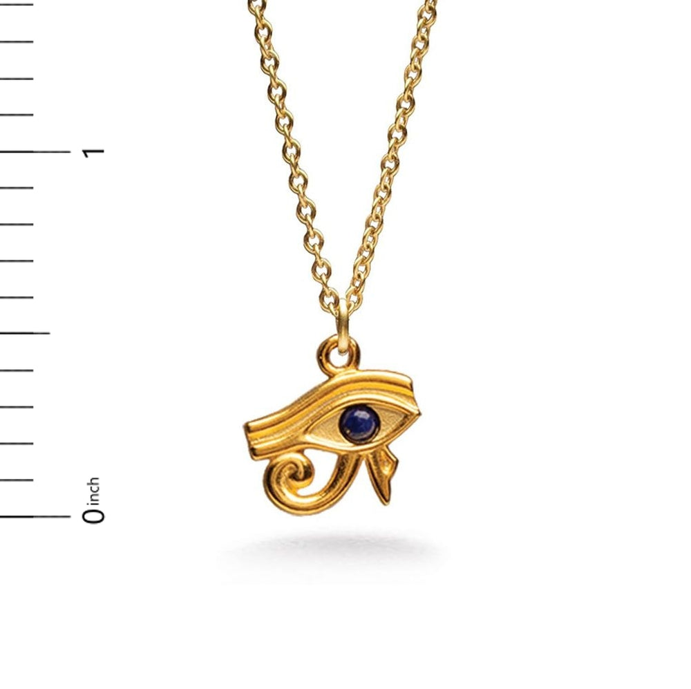 Eye of Horus Pendant w/ Lapis, Bright Gold Finish