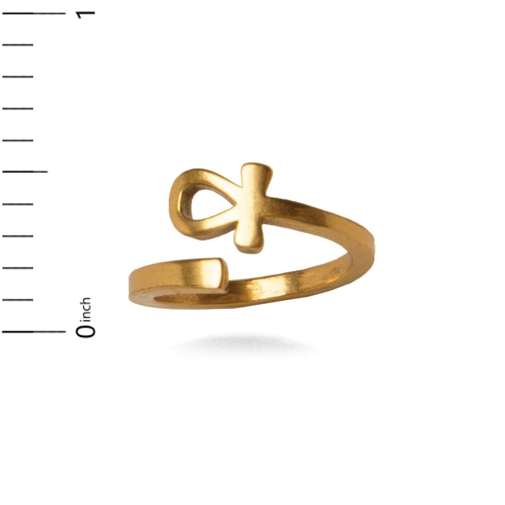 Ankh Ring - Antique Gold Finish, Adjustable