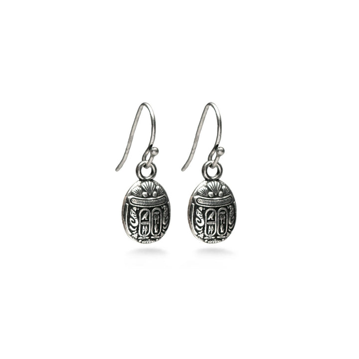 Scarab Earrings - Mini, Antique Silver Finish