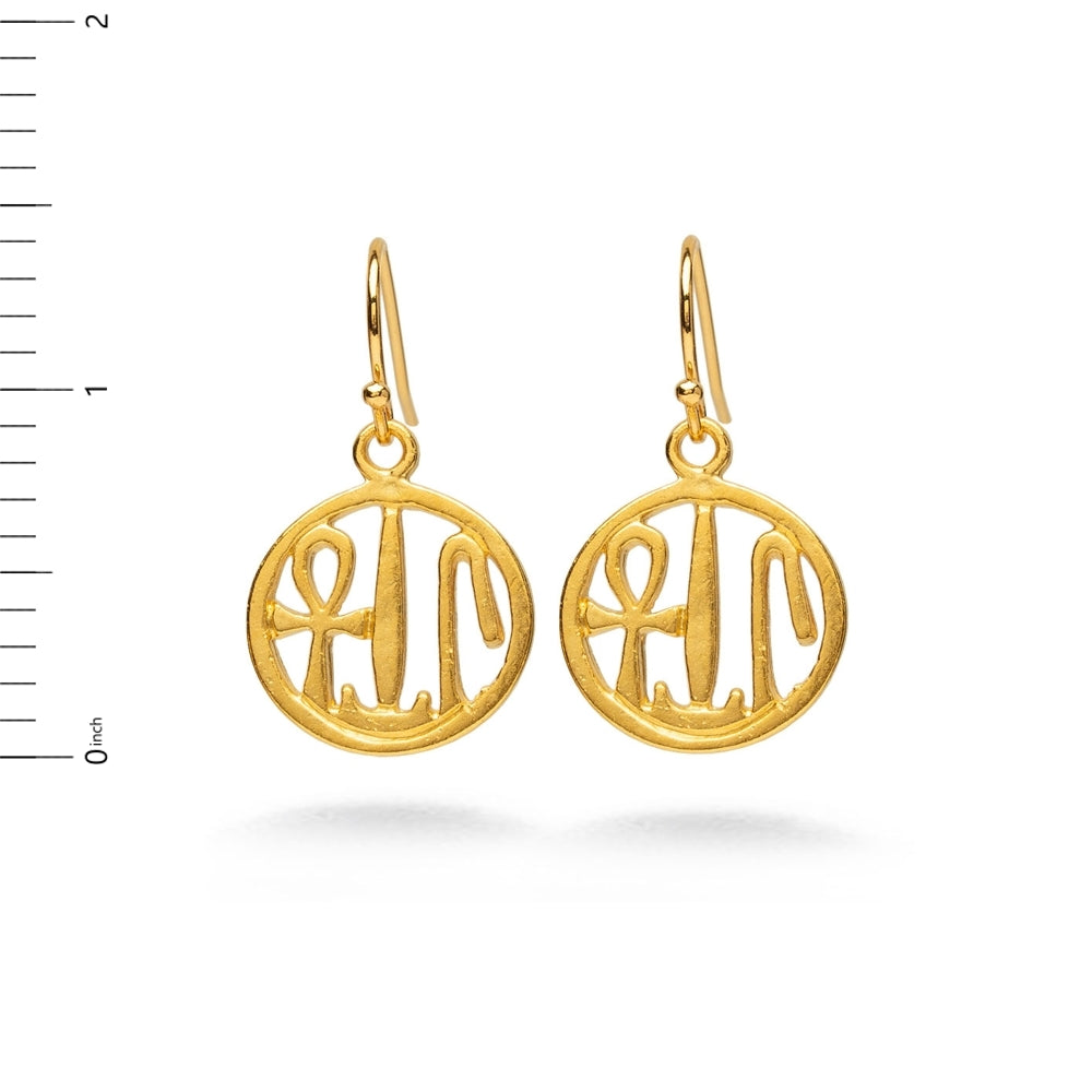 Health, Life & Happiness Earrings - Bright Gold Finish