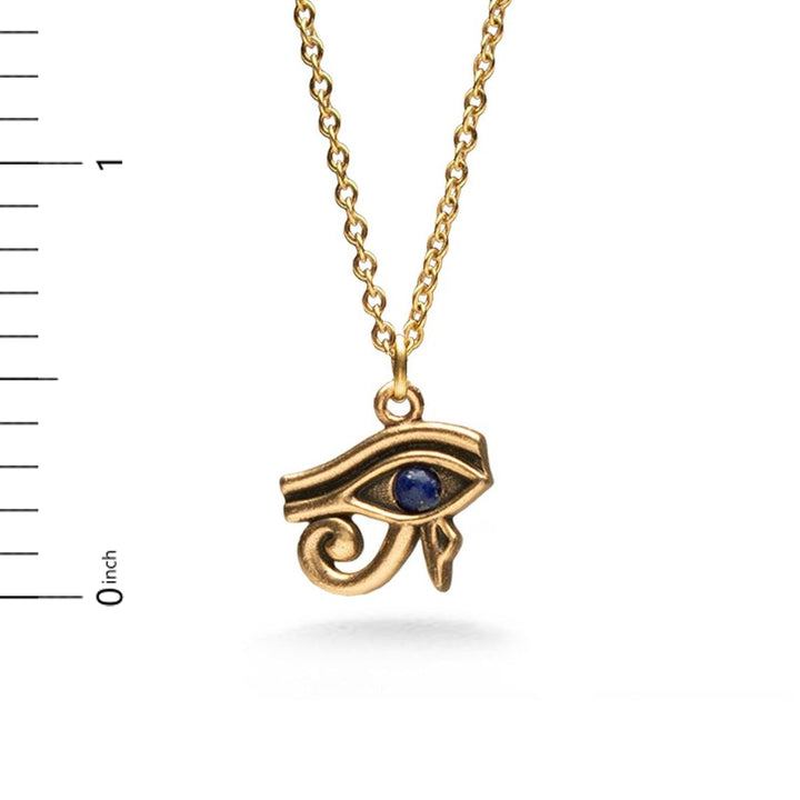 Eye of Horus Pendant w/ Lapis, Antique Gold Finish
