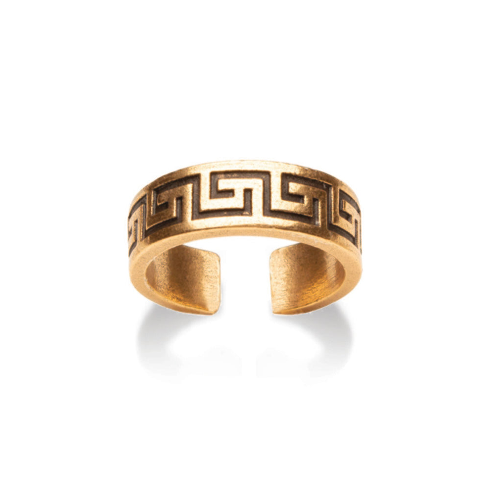 Classical Meander Ring - Antique Gold Finish