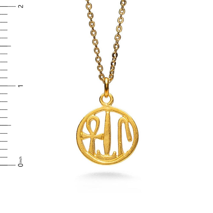 Health, Life & Happiness Pendant, 18" - Bright Gold Finish