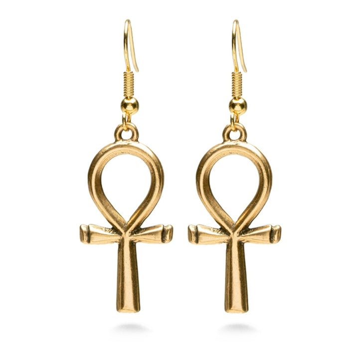 Ankh Earrings - Large, Antique Gold Finish