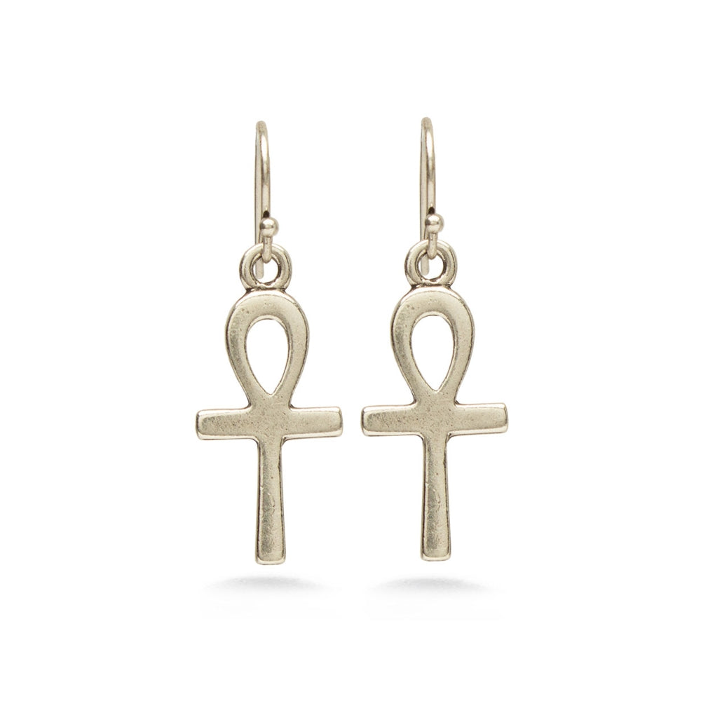 Ankh Earrings Antique Silver Finish