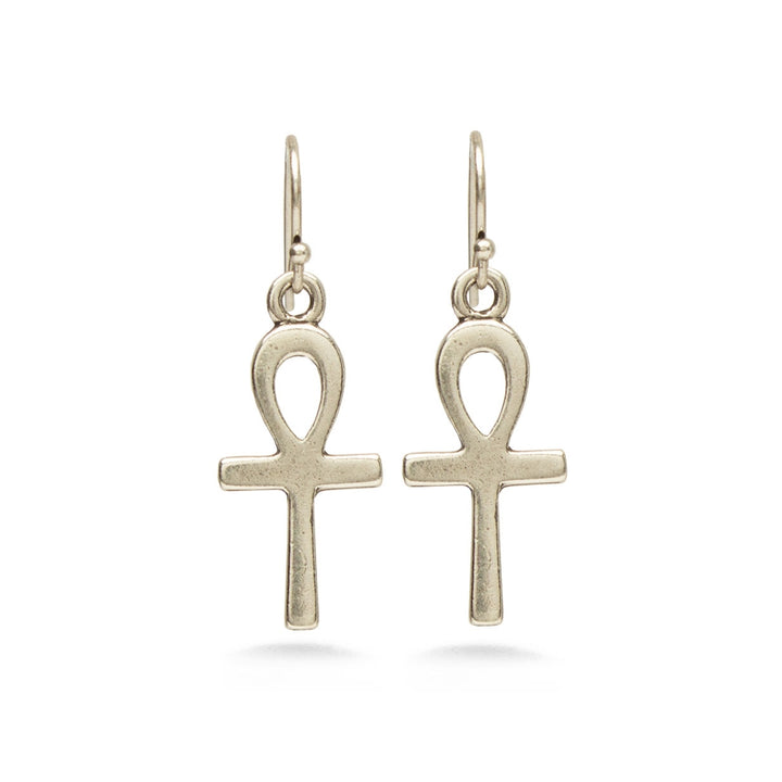 Ankh Earrings Antique Silver Finish
