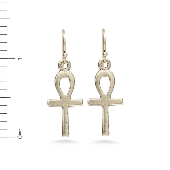 Ankh Earrings Antique Silver Finish