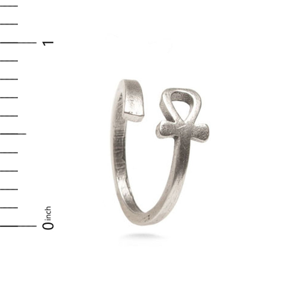 Ankh Ring - Antique Silver Finish, Adjustable