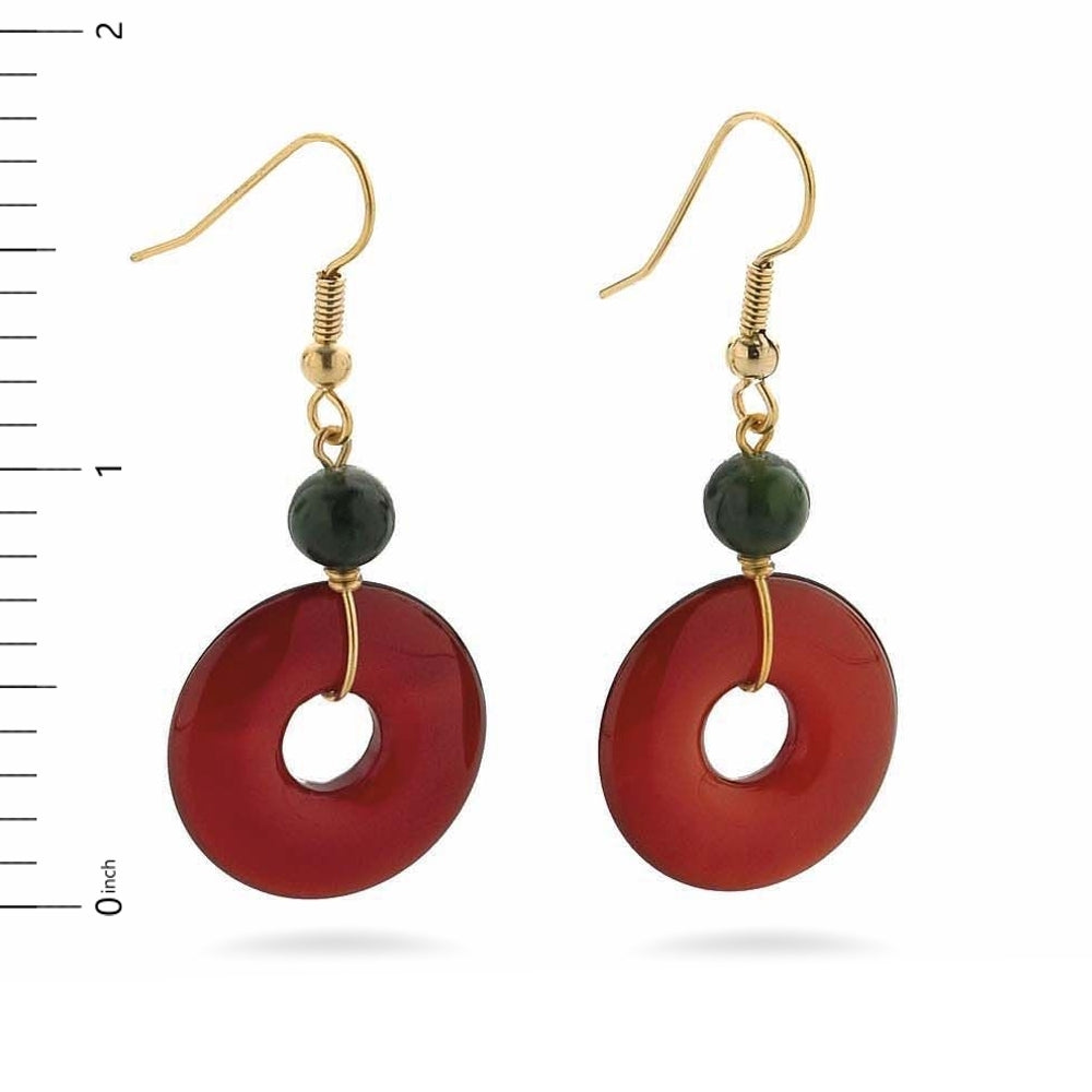 Carnelian and Jade Earrings