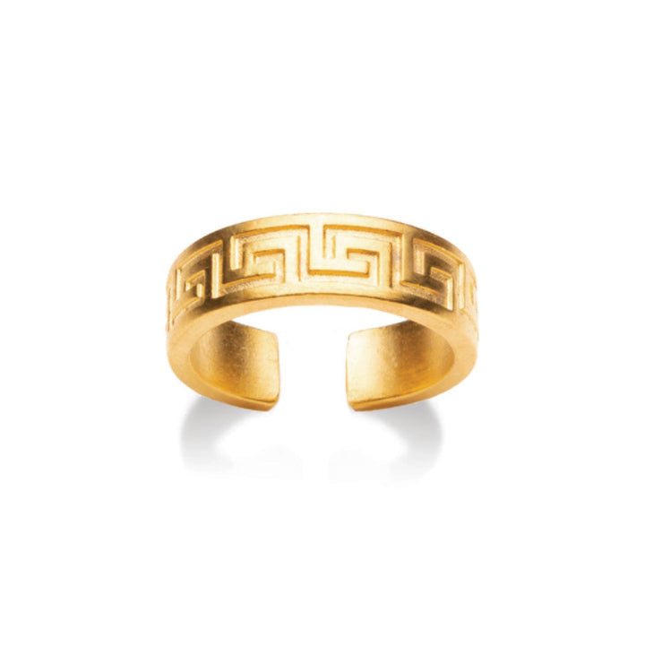 Classical Meander Ring - Bright Gold Finish, Adjustable