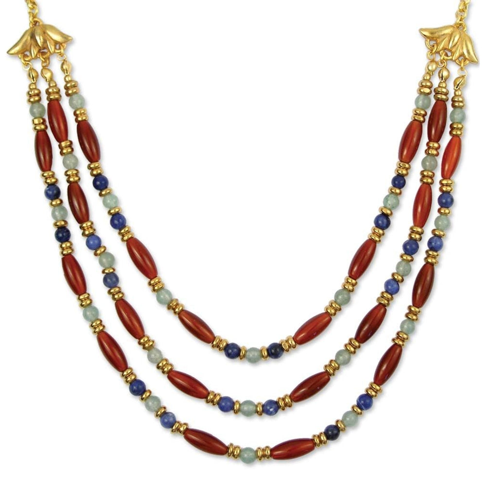 Carnelian Cleopatra Collar - Egyptian Triple Strand Necklace