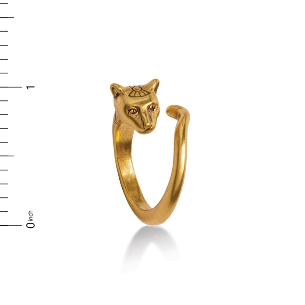 Egyptian Cat Ring Antique Gold Finish, Adjustable