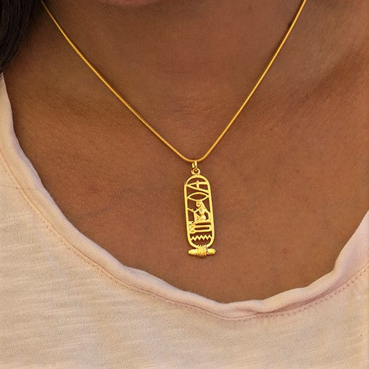 Silver Ancient Egyptian Cartouche Hieroglyphics Amulet Pendant Necklace |  Factory Direct Jewelry