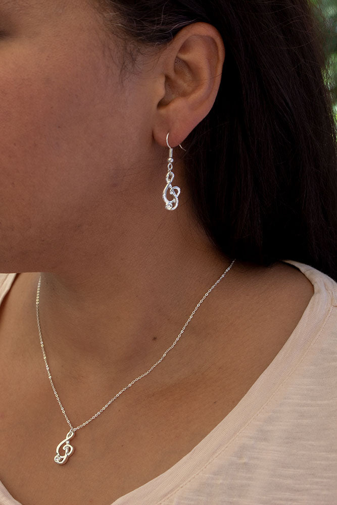 Treble Clef Pendant and Earrings