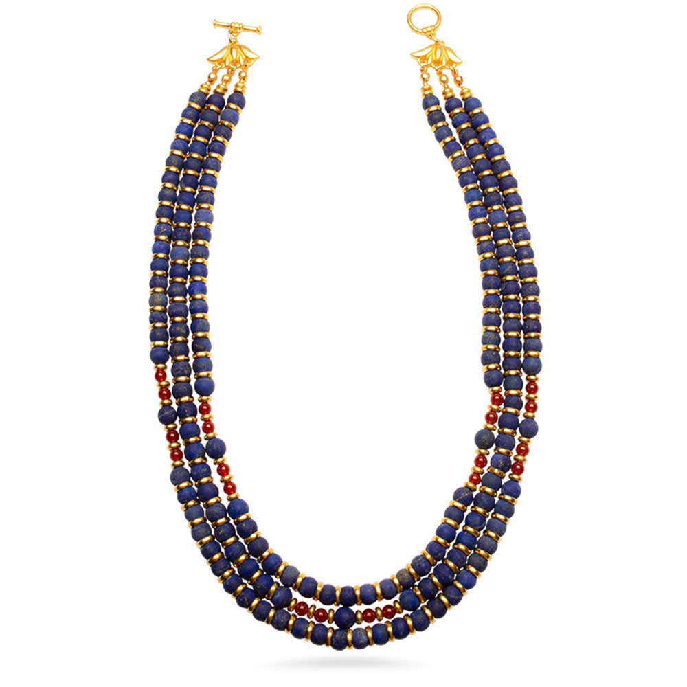 Nefertari Triple Strand Necklace - Egyptian Lapis Lazuli 