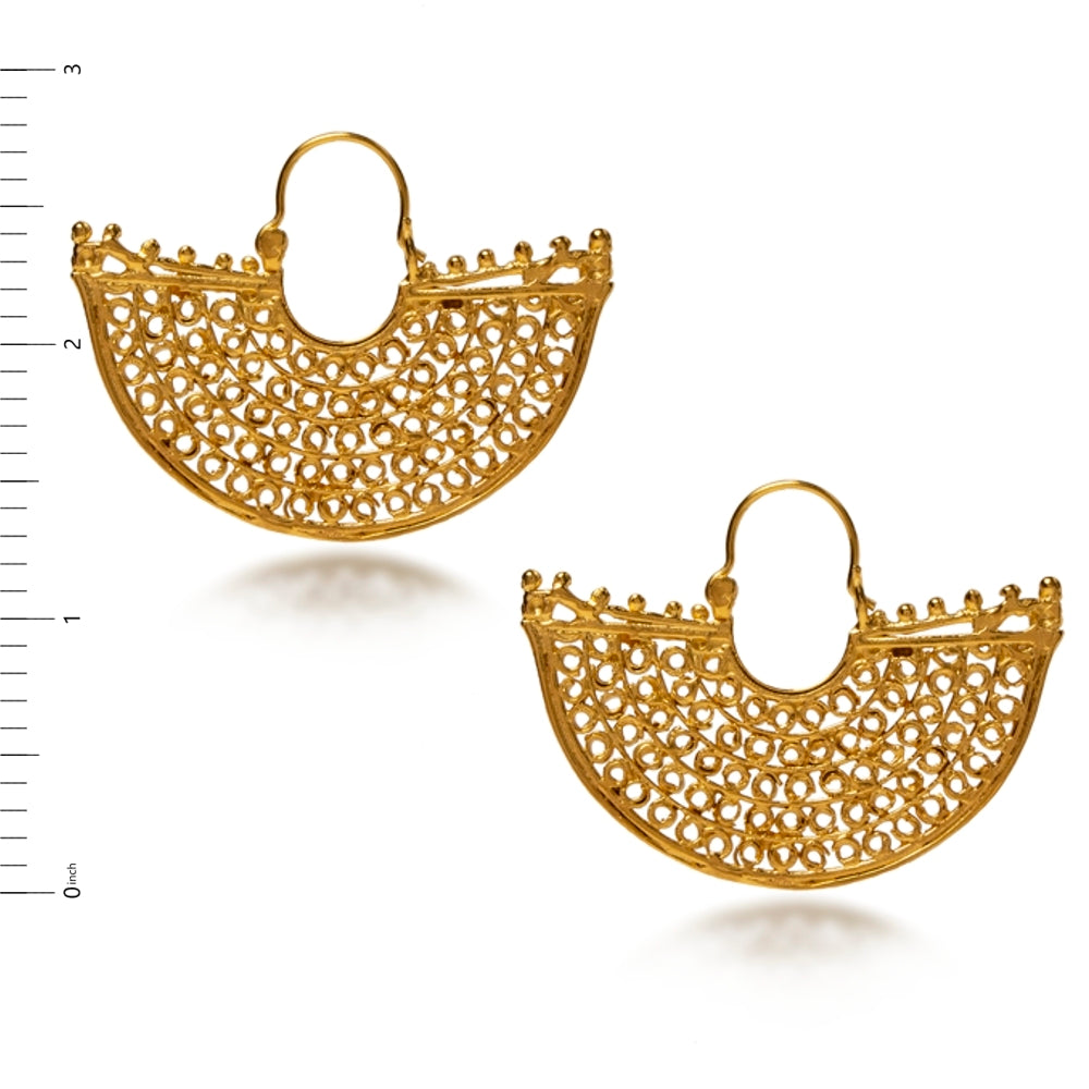 Pre-Columbian Fan Shape Hoop Earrings