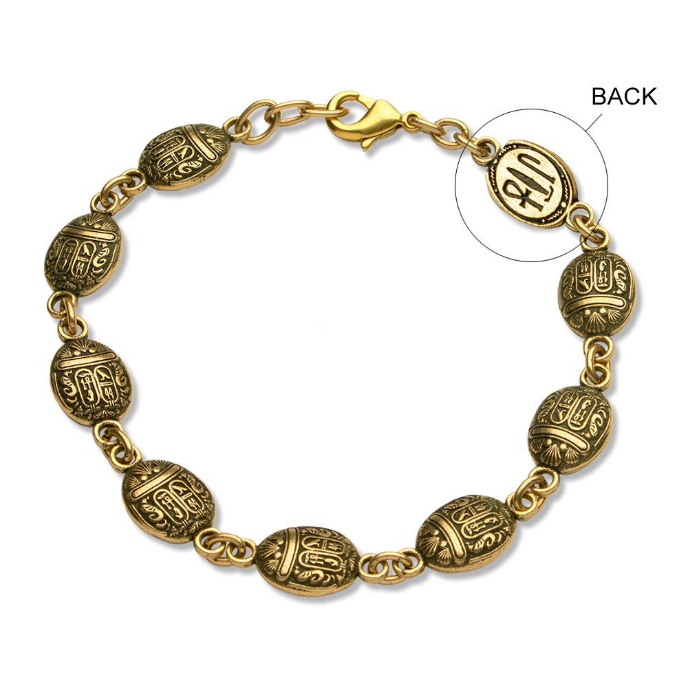 Scarab Link Bracelet Antique Gold Finish