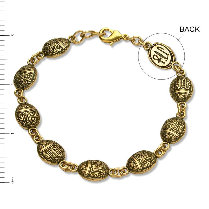 Scarab Link Bracelet Antique Gold Finish