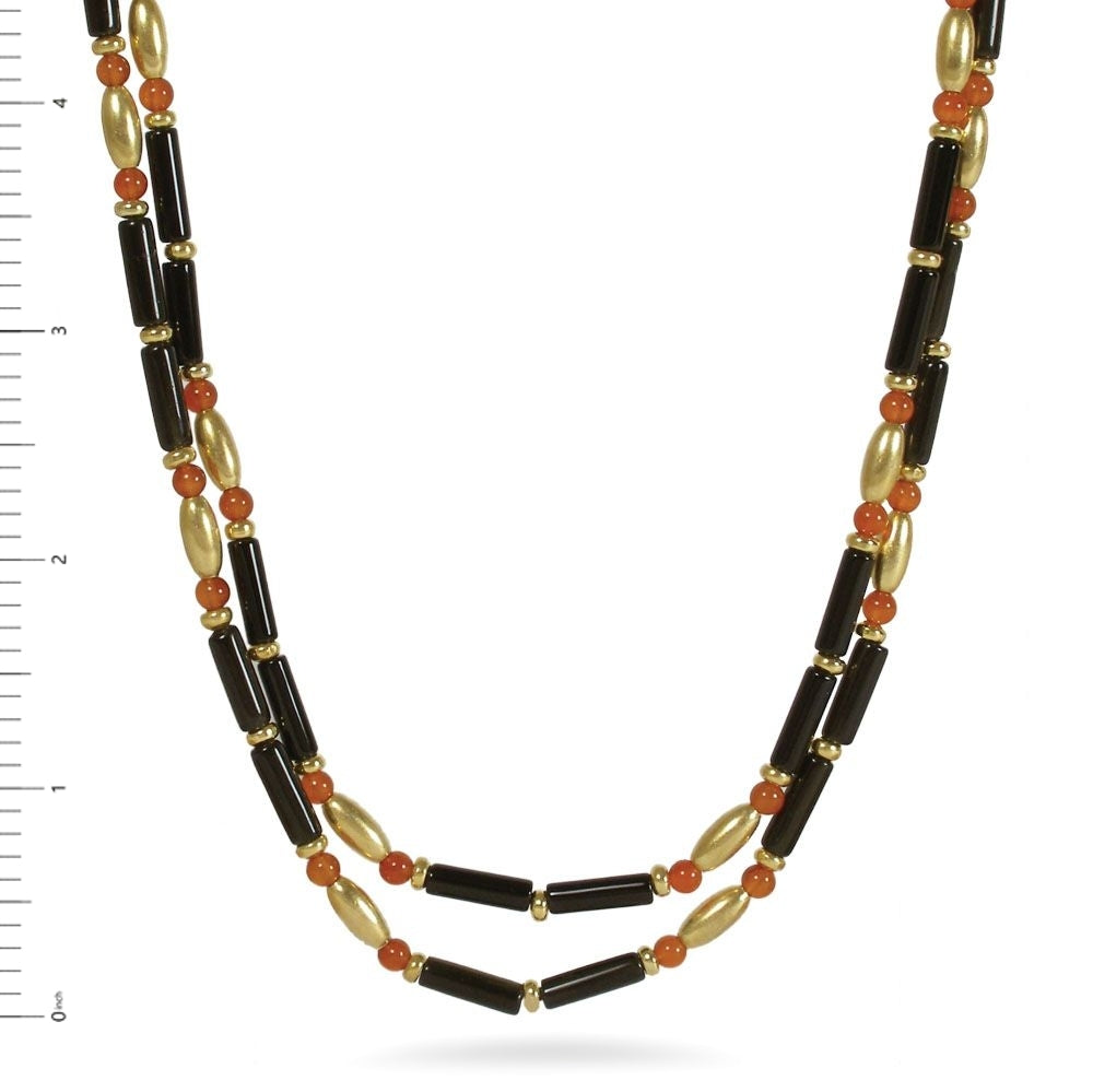 Egyptian Tigris Necklace - Double Strand - Black Onyx and Carnelian