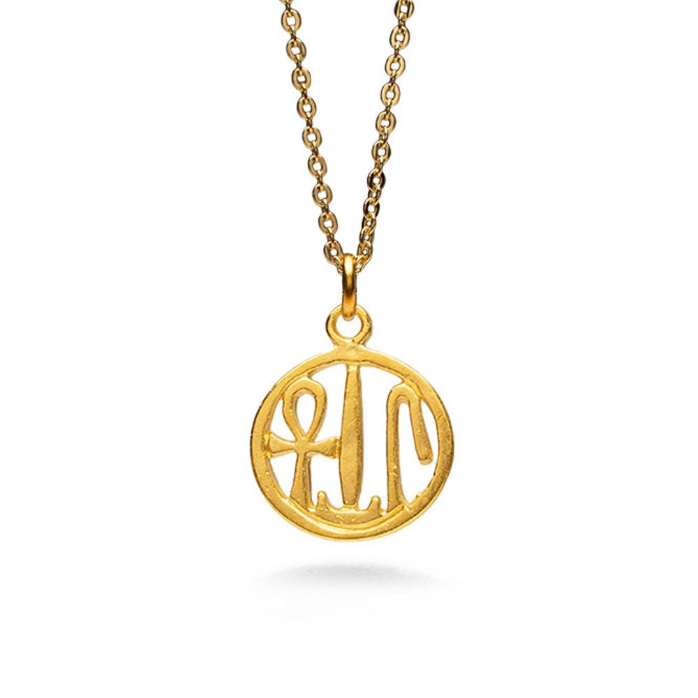 Health, Life & Happiness Pendant, 18" - Bright Gold Finish